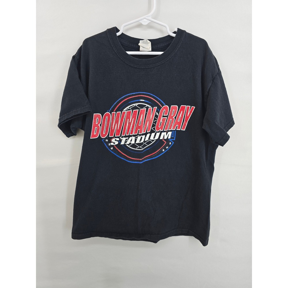Gildan Youth Bowman Gray Stadium Winston Salem NC RaceCar Graphic T-Shirt Medium